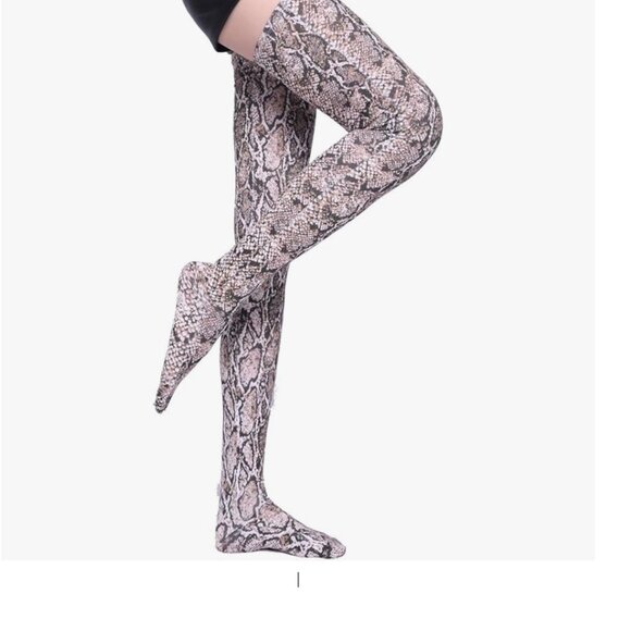 Snake Print Spandex Long Stockings - Picture 2 of 5